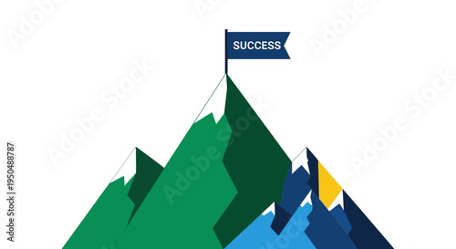 Mountain with success flag on top.