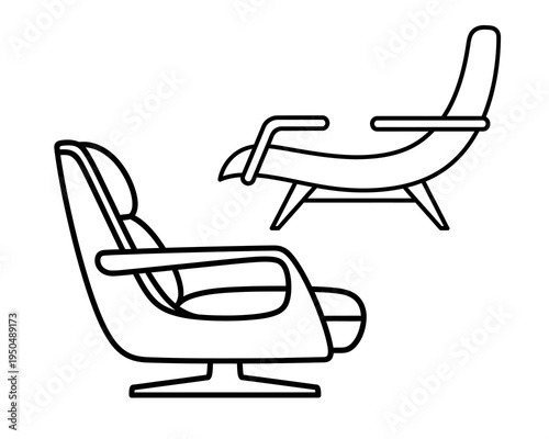 Two views of a modern armchair design
