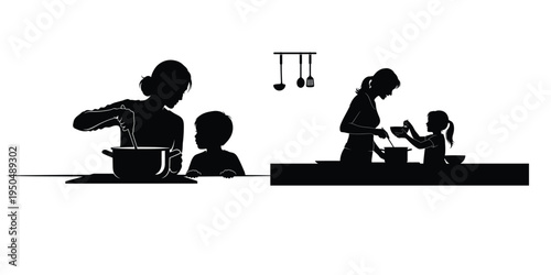 Silhouette of people in a domestic setting with a wind chime