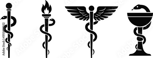 Medical symbol silhouette illustrations set