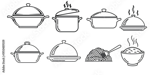 Collection of various cooking pots and dishes