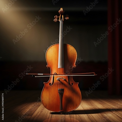 Elegant Cello Spotlight - A Symphony of Light and Shadow.