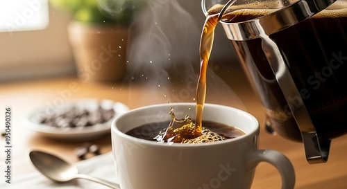 Pouring Fresh Coffee into a Cup - A Morning Ritual.