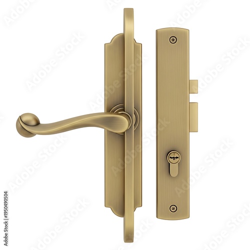 Brass-colored door handle and deadbolt set for secure home entry