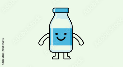 Cartoon milk bottle character smiling with arms and legs isolated