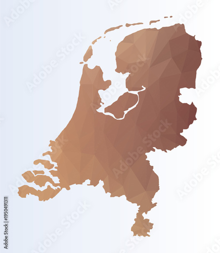 Polygonal colourful map of Netherlands