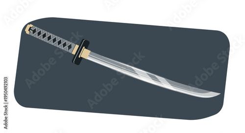 Japanese Katana Sword with Traditional Handle and Sheath on Dark Background