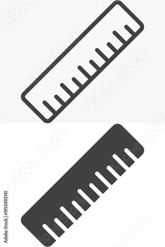 Ruler measuring tool icon set. Line and outline with solid style icon. Editable stroke vector sign and symbol for measurement geometry drafting ruler tool icon.