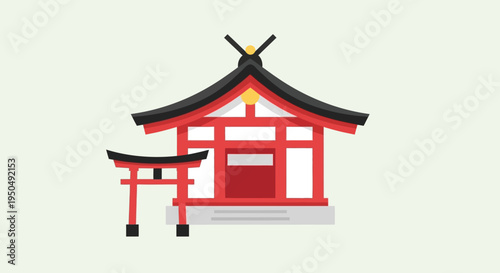 Japanese Shrine and Torii Gate Icon: Traditional Architecture and Culture