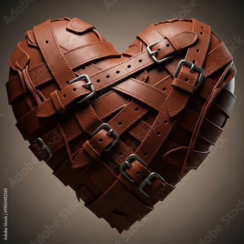 Leather Heart A heart made of leather and straps representing th