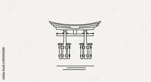 Japanese Torii Gate Line Art Icon