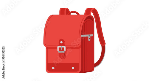 Red School Backpack, Classic Satchel Style, Back to School Concept