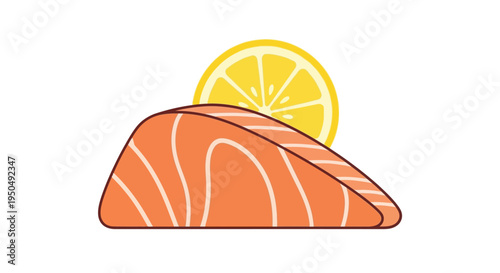 Salmon fillet with lemon slice, healthy food
