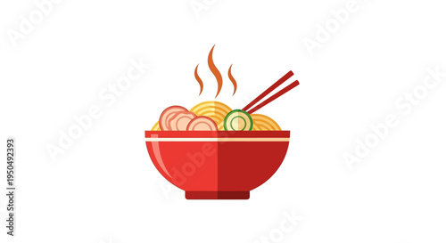 Steaming Bowl of Ramen Noodles with Chopsticks