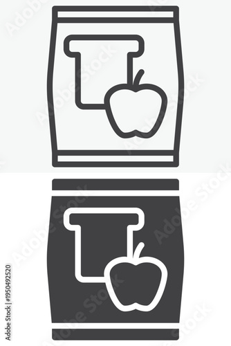 Snack food package icon set. Line and outline with solid style icon. Editable stroke vector sign and symbol for cafeteria snack food pack icon.