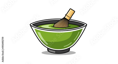 Matcha Green Tea Whisked in Bowl with Chasen
