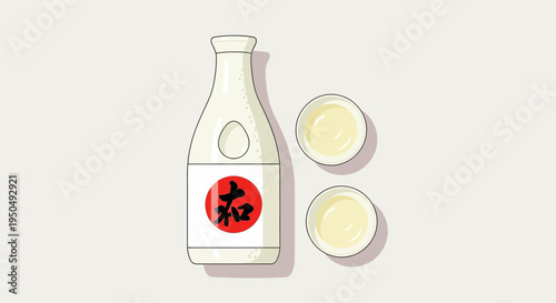 Sake Bottle and Cups