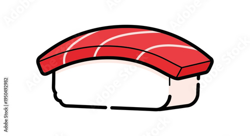 Simple illustration of a tuna nigiri sushi piece on a white background