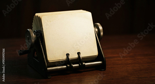 Canvas-taulu Blank Vintage Rotary Desk Card File With Empty Paper Cards