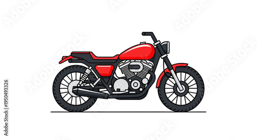 Red cafe racer motorcycle, vintage style, isolated on white background, vector illustration