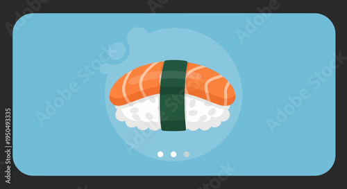 Delicious Salmon Nigiri Sushi with Seaweed on Blue Background