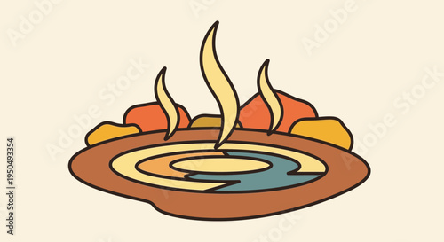 Hot Spring Pool with Steam and Rocks