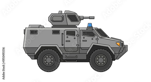 Armored Personnel Carrier with Turret - Military Vehicle Illustration
