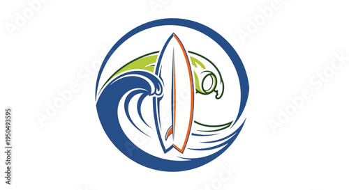 Surfing wave icon vector