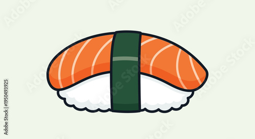 Cute Salmon Nigiri Sushi Illustration - Japanese Food Icon