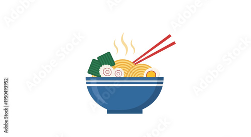 Delicious Ramen Bowl with Chopsticks, Nori, and Egg - Japanese Noodle Soup