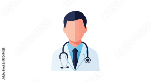 A male doctor wearing a stethoscope and white coat on Doctors' Day in a medical illustration