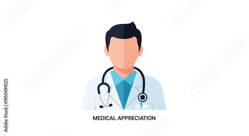 An illustration of a doctor wearing a stethoscope on Doctors' Day in the US for medical appreciation