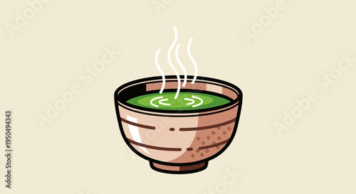 Steaming Green Tea Bowl: Traditional Japanese Matcha Drink