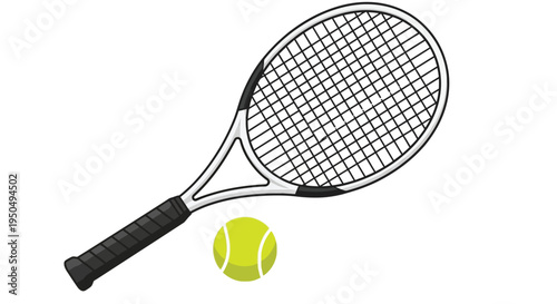 A tennis racket and ball on a clean white background, ready for action
