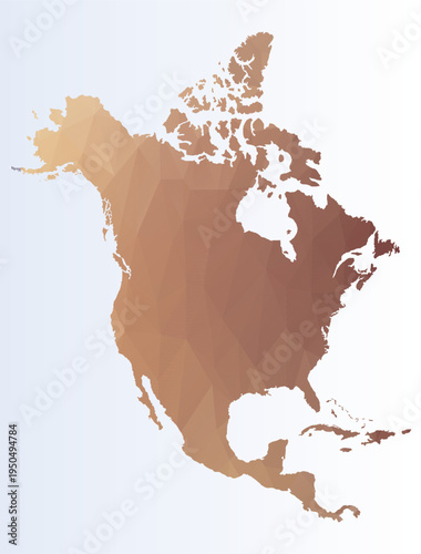 Polygonal colourful map of North America
