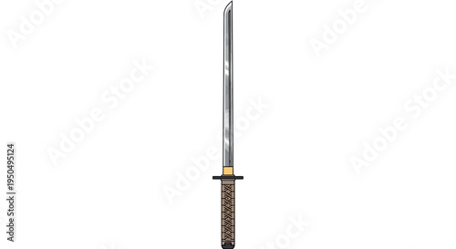 Japanese Katana Sword - Samurai Weapon, Traditional Blade, Sharp Edge, Isolated on White