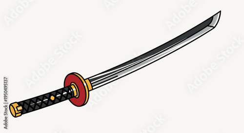 Japanese Katana Sword Illustration - Traditional Samurai Weapon