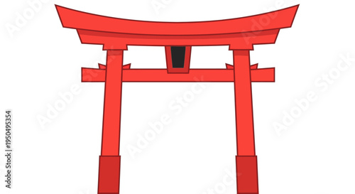 Red Torii Gate Icon - Traditional Japanese Shrine Entrance Symbol