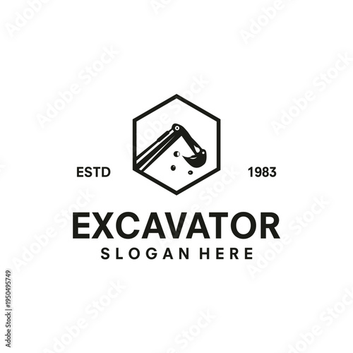 Excavator  logo design template illustration vector