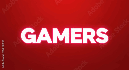 Gamers Text Logo on Red Background - Gaming Community and Entertainment Concept