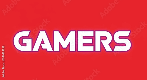 Gamers Text Logo on Red Background, Gaming Community and Esports Concept