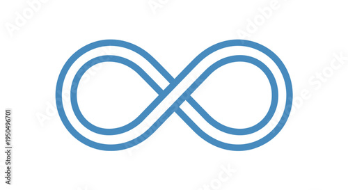 Abstract infinity symbol in blue on white background design concept