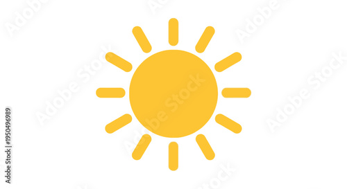Bright yellow sun icon isolated on white background for design elements