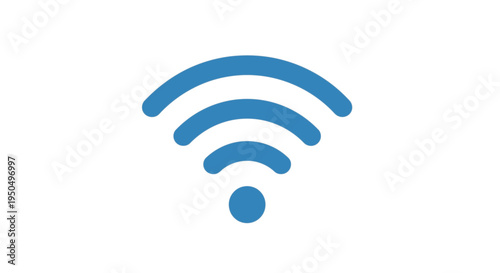 Blue wi fi icon on white background symbolizing wireless connection