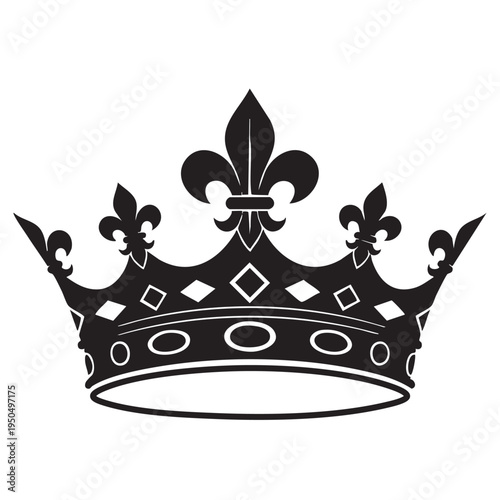 Black crown with fleur de lis and diamond details