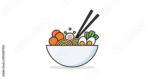 Delicious Ramen Bowl with Chopsticks, Japanese Noodle Soup, Asian Cuisine