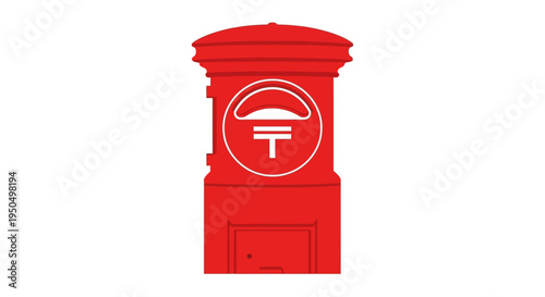 Red Japanese Post Box with T Symbol