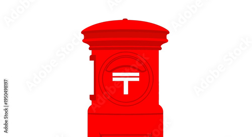 Red Japanese Post Box with T Symbol