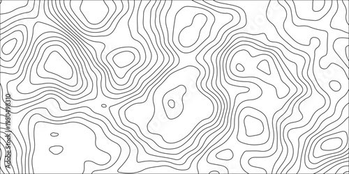 Abstract white contour wave lines topographic background, lines map seamless pattern, modern wallpaper texture and realistic design used for banner and posters, mountain relief geographic pattern.