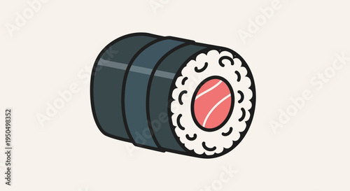 Simple Sushi Roll Illustration with Salmon